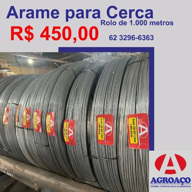 Arame liso para cerca 700 Kgf 2,4 mm 1000 metros