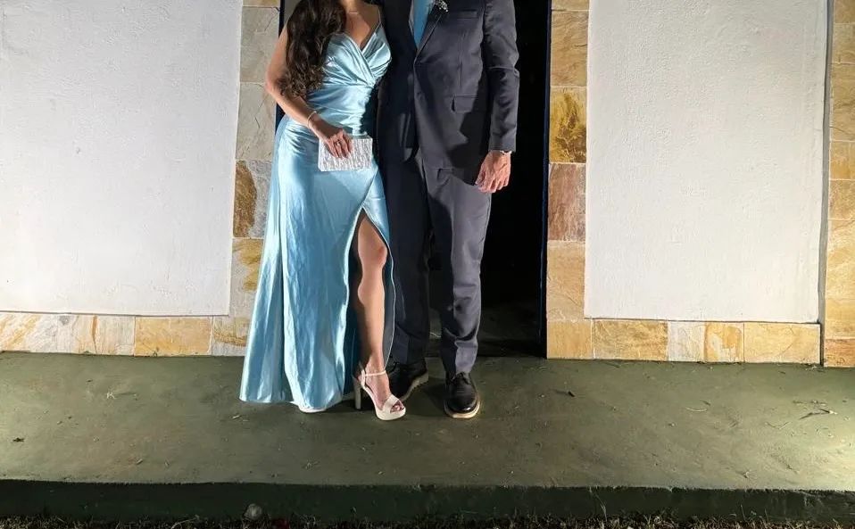 Vestido Longo Azul Claro para Festa - Foto 5