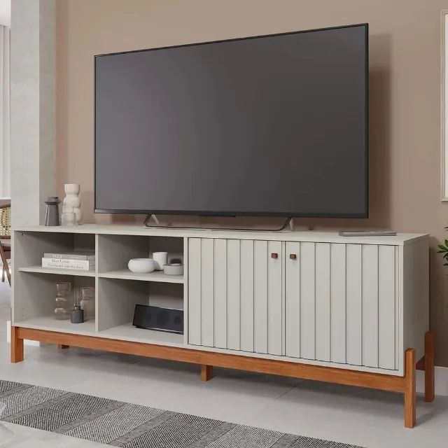 Rack com Painel Ripado Trend Espresso - Estilo Moderno e Acabamento Premium em MDF