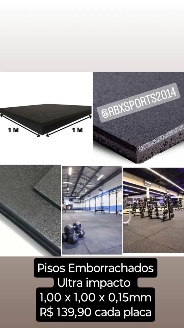 Pisos Emborrachados Ultra Impacto 1,00 x 1,00 x 0,15mm