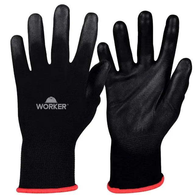 LUVA DE SEGURANÇA PU PRETA POLIESTER TAM 9" G - WORKER