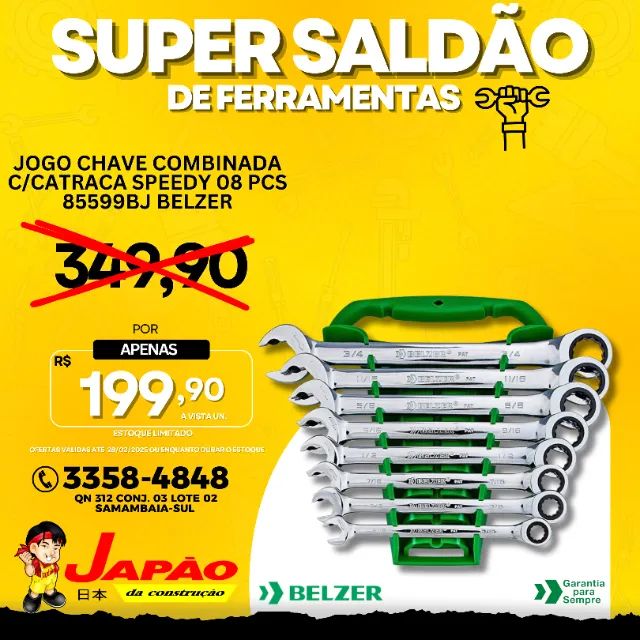 Jogo de Chaves Combinadas com Catraca Speedy 08 Peças 85599BJ Belzer