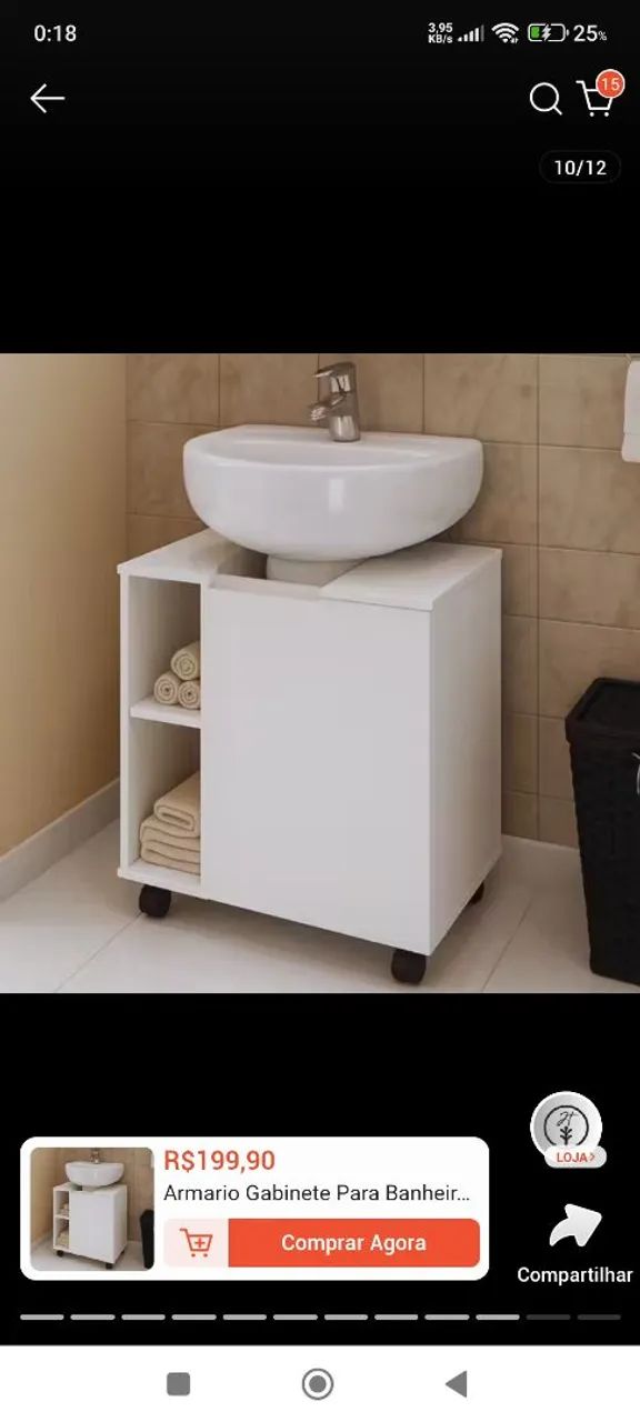 Gabinete de banheiro completo 