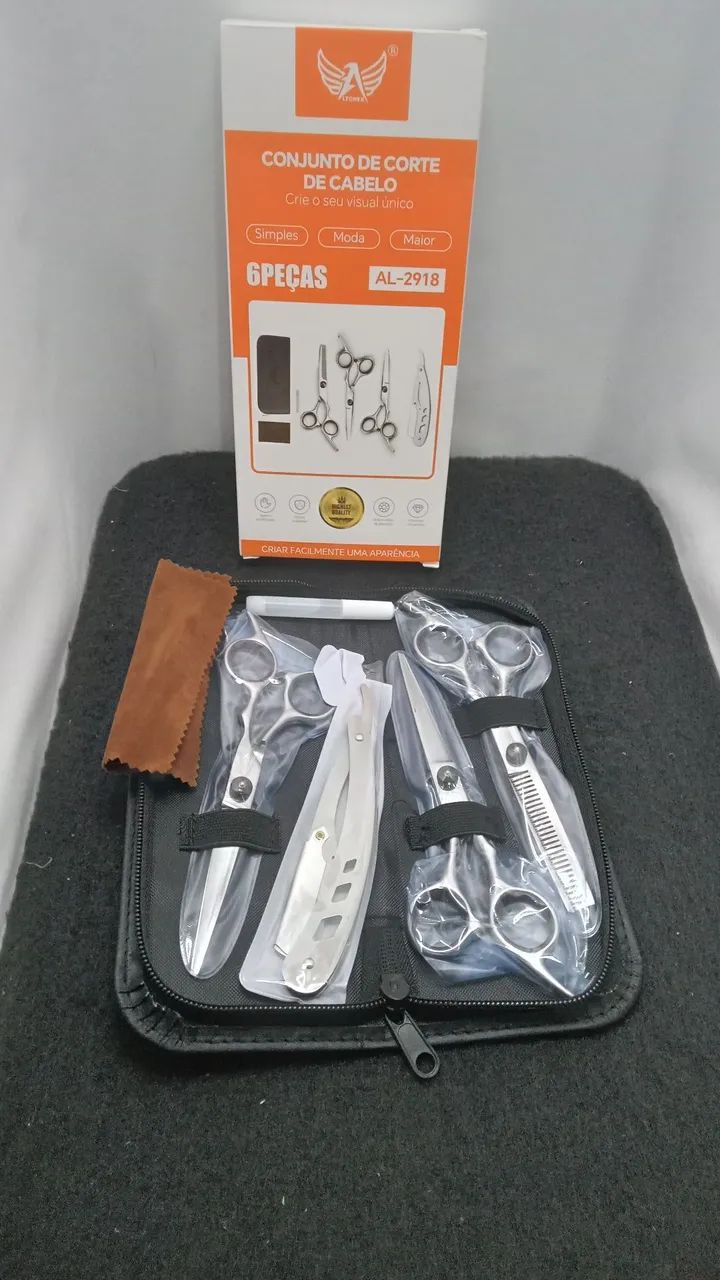 KIT TESOURAS CORTE DE  CABELO AL-2918.  * NOVO * - Foto 2