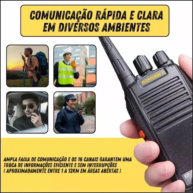 radio comunicador ht walk talk dual band uh bom-5701 bomvink - Foto 4
