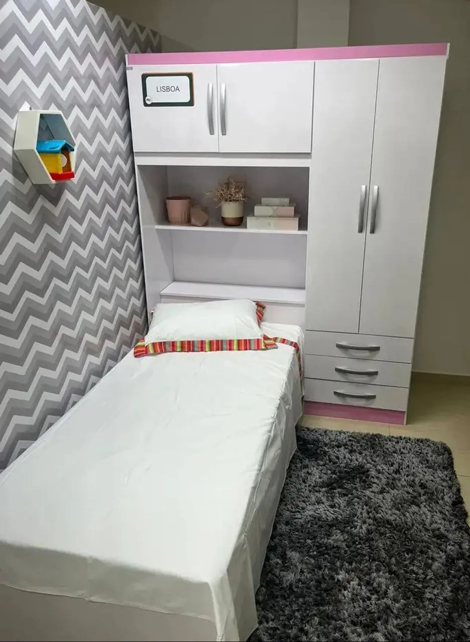 Guarda Roupa Lisboa Com Cama Na Promoção/Entrega É Montagem Grátis Loja R&L Móveis  - Foto 5