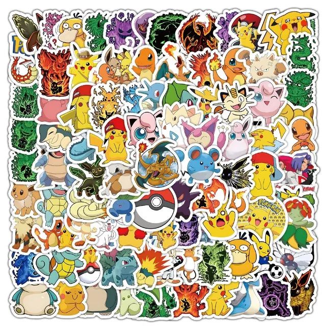 Kit 200  Adesivos de Pokémon Pikachu Charizard Bulbasaur Squirtle - Unidades Pcs Peças - Foto 3