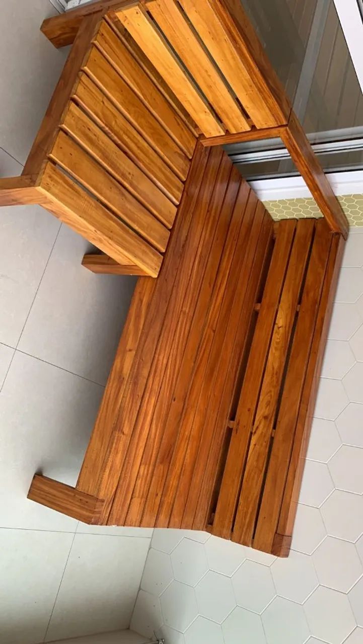 Conjunto de 1 Sofá com 2 poltronas de madeira maciça  - Foto 5
