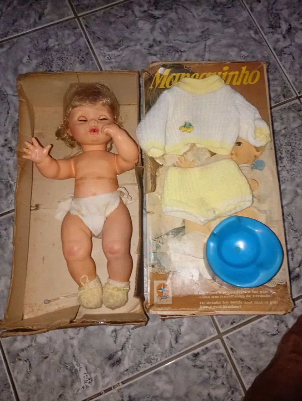 Boneco antigo Manequinho com caixa e pinico  - Foto 5