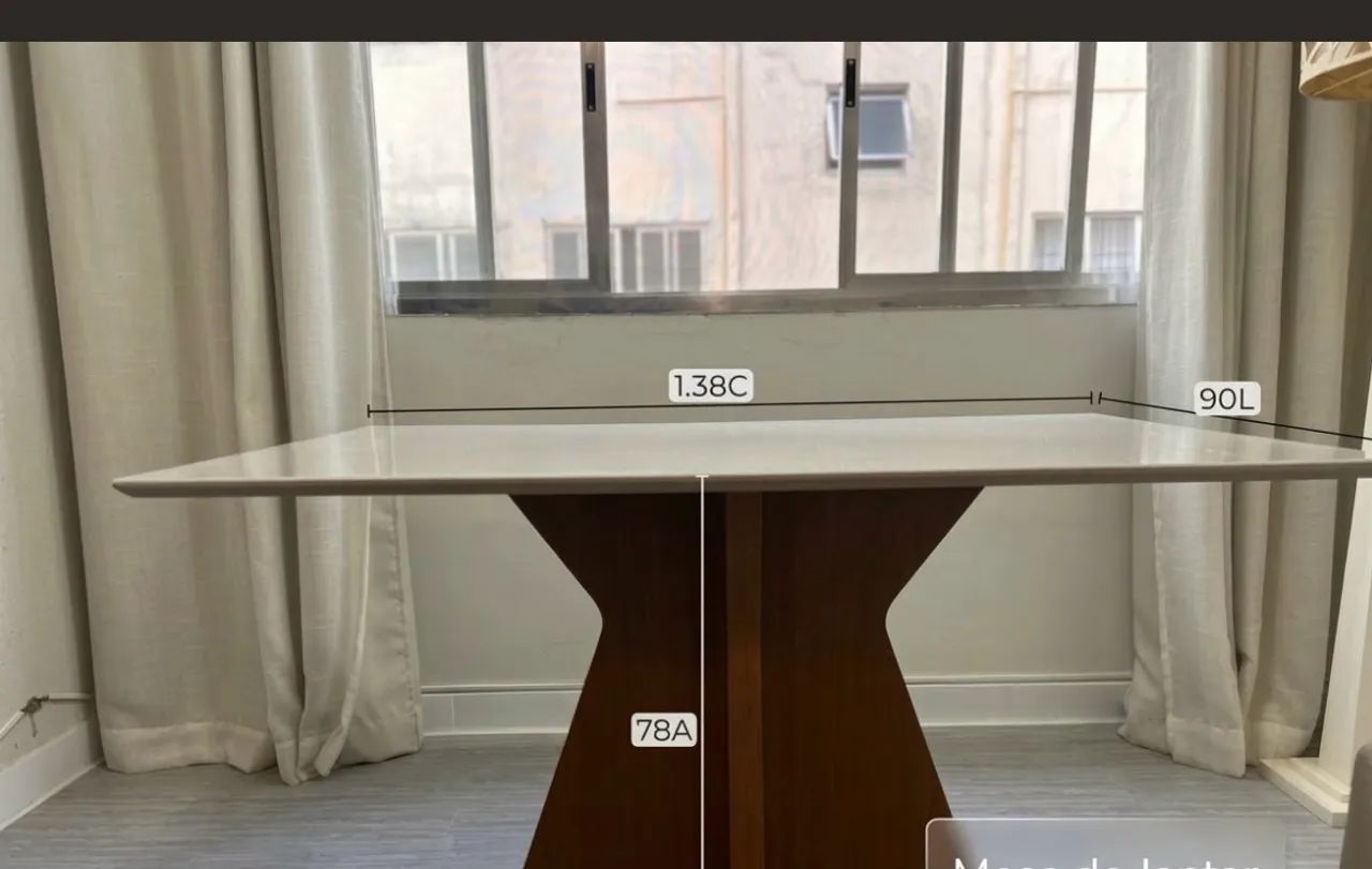 Mesa jantar de madeira com tampo  vidro  - Foto 4