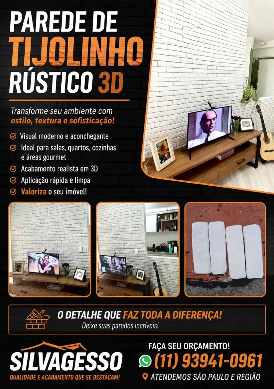 Tijolinho Rustico 3D 