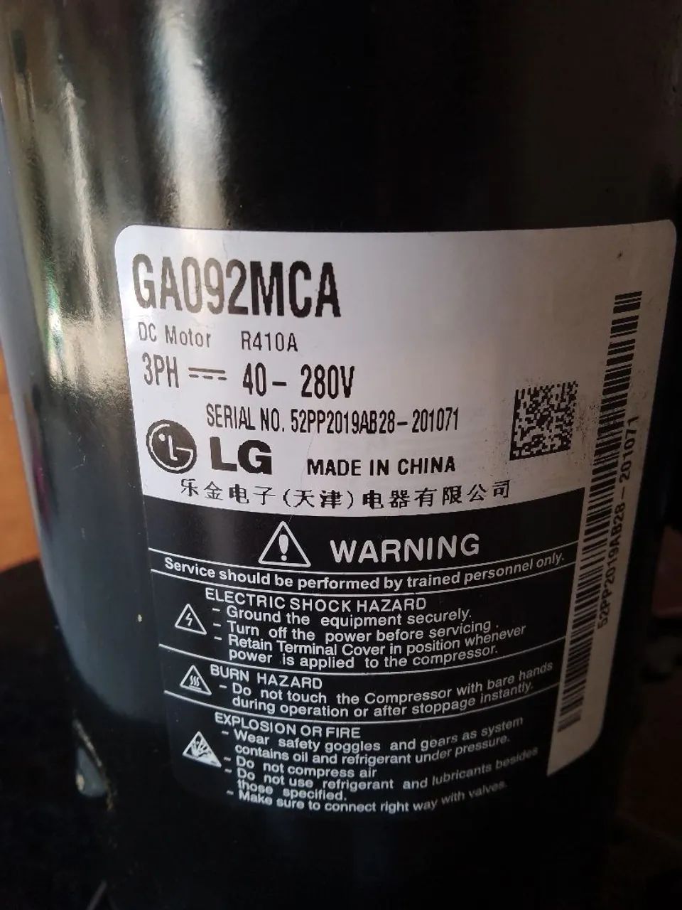 Compressor 12 BTUs LG inverter V