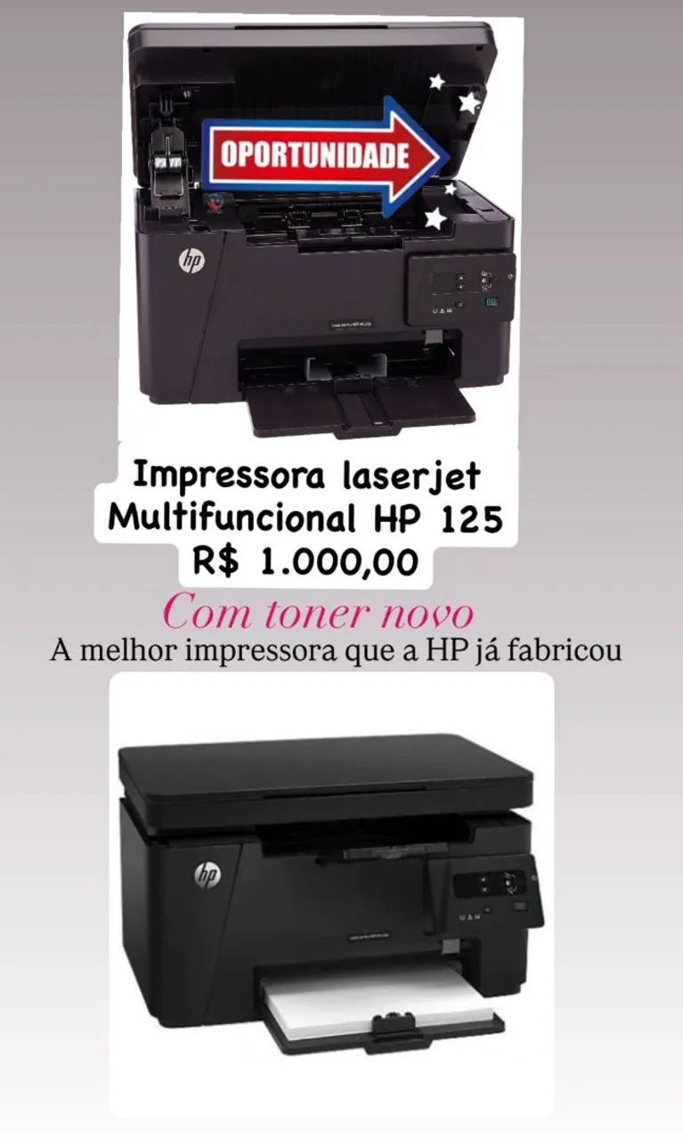 Impressora Hp multifuncional 125 a laser
