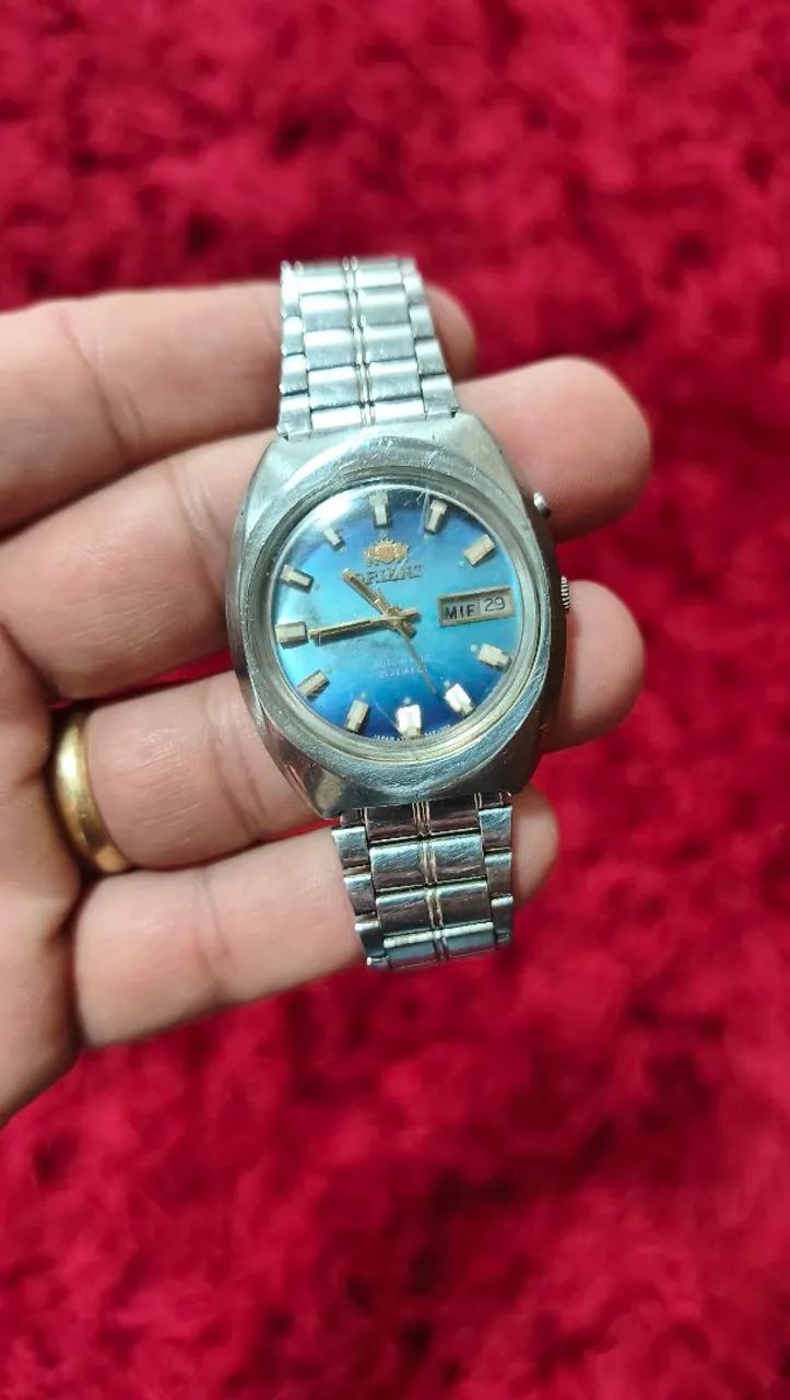 Relógio Orient Automático Vintage Azul Claro Degradê  - Foto 4
