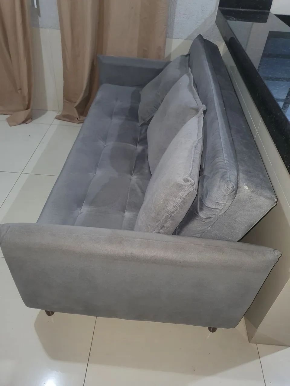 Sofa-Cama, Casal 3 Lugares, Sofia Sued Grafite.