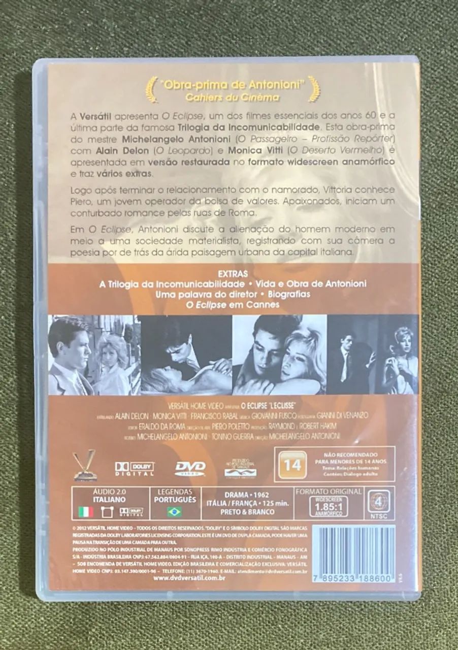 DVD Versátil: 'O Eclipse' de Michelangelo Antonioni (Com Alain Delon) Ed. de Colecionador - Foto 2