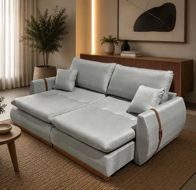 Sofá Retrátil Linha Vale Cinza 2,10 m