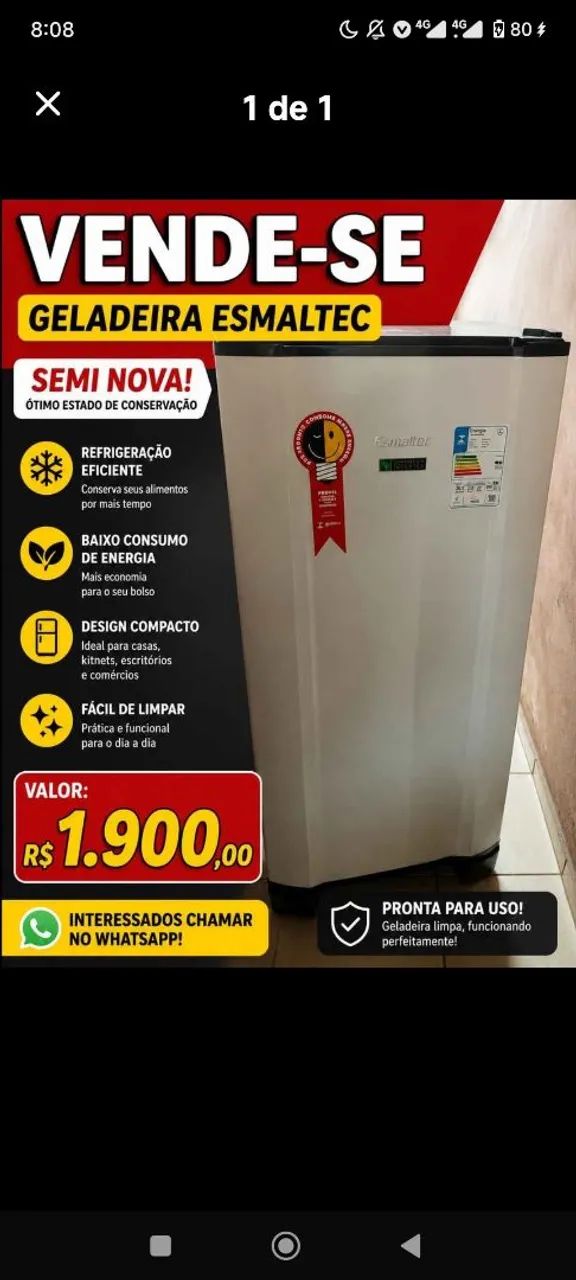 Geladeira com 5 meses de uso