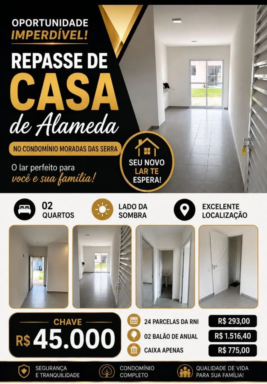 Repasse de casa em condomínio fechado com área de lazer completa 