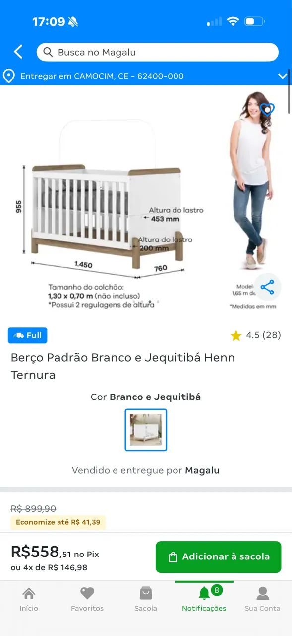 Berço Henn Ternura Branco/Jequitibá NOVO na caixa (Lacrado) - Foto 3
