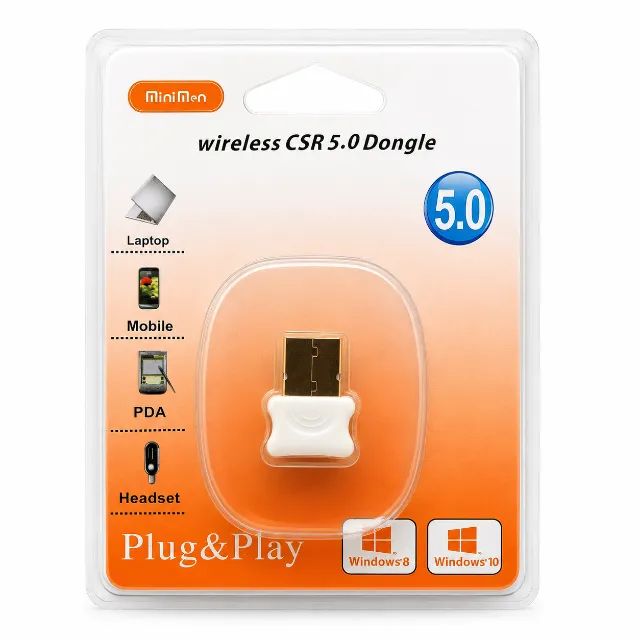 Adaptador Bluetooth USB CSR 5.0 MiniMen Wireless Dongle Plug Play Para PC Notebook pode re