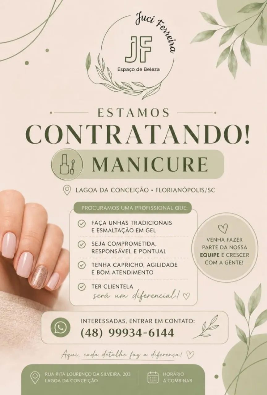 Vaga para manicure 