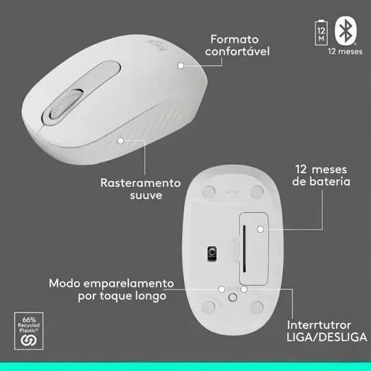 Teclado e Mouse Sem Fio Logitech MK250 Bluetooth Branco Frete Grátis - Foto 5