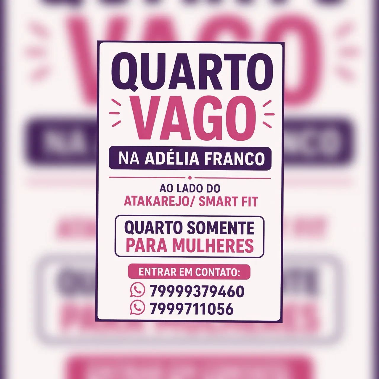 Aluguel de quarto para meninas. 