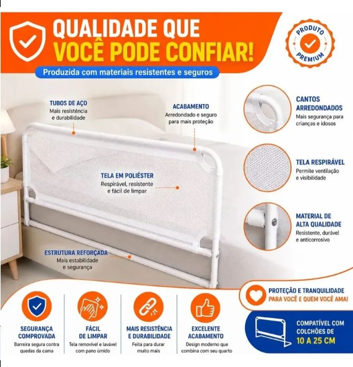 Proteção de cama para bebês e idosos  - Foto 3