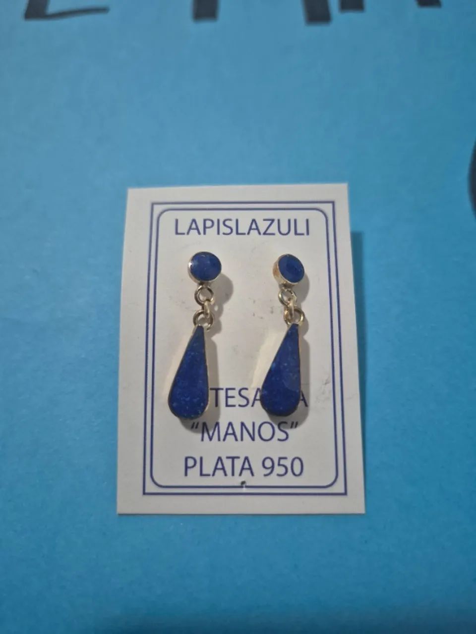 Brinco plata 950 Lapislazuli - Chileno 