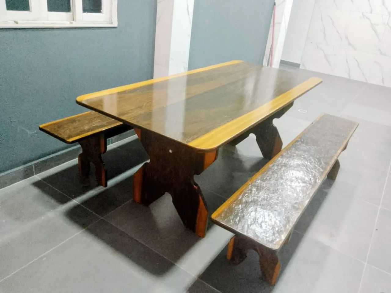 Mesa e bancos em pedra ardósia  - Foto 4