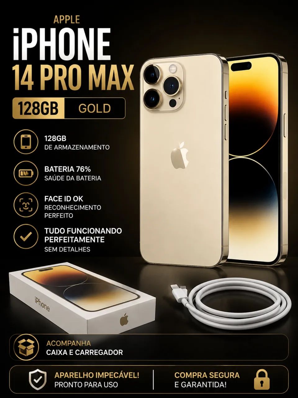 iPhone 14 Pro Max gold 128G - Celulares e Smartphones - Condor