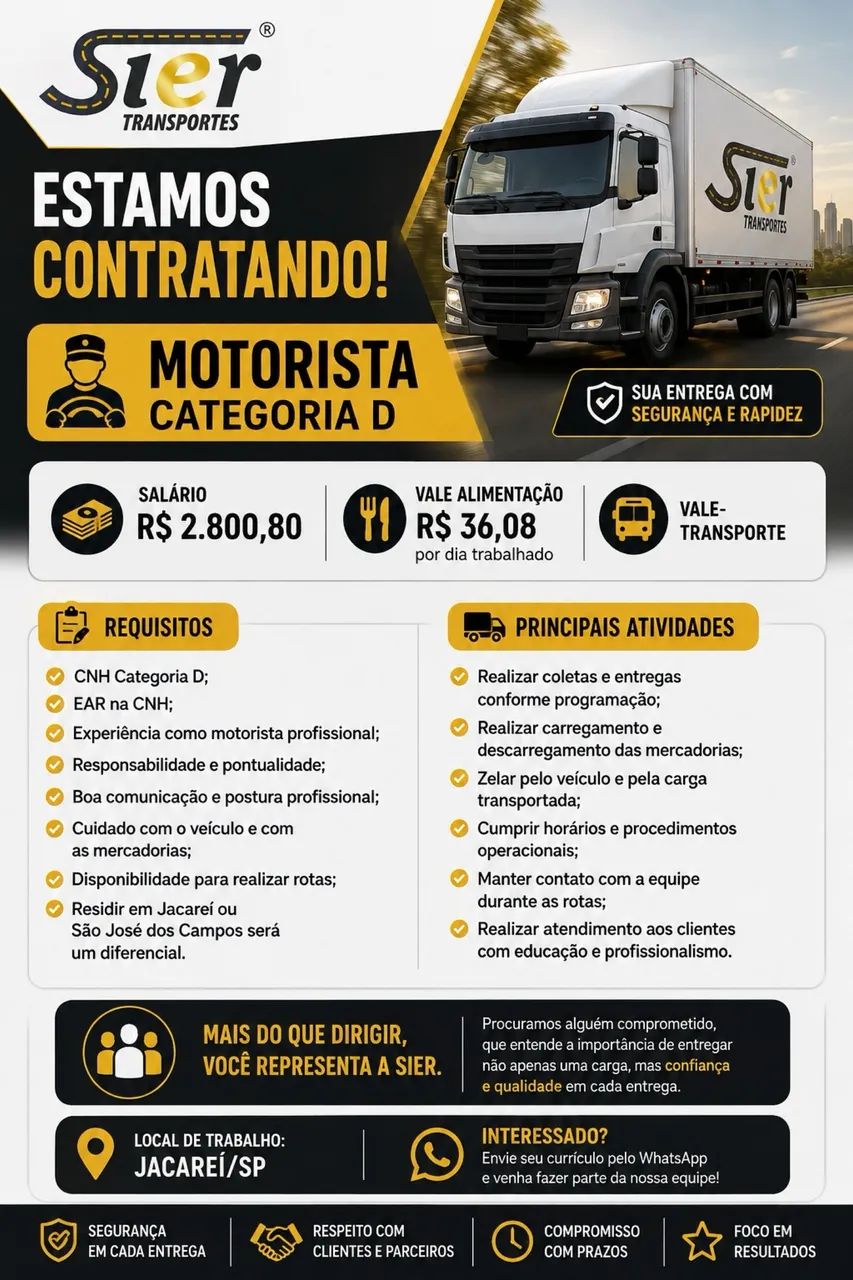 Vaga de motorista 