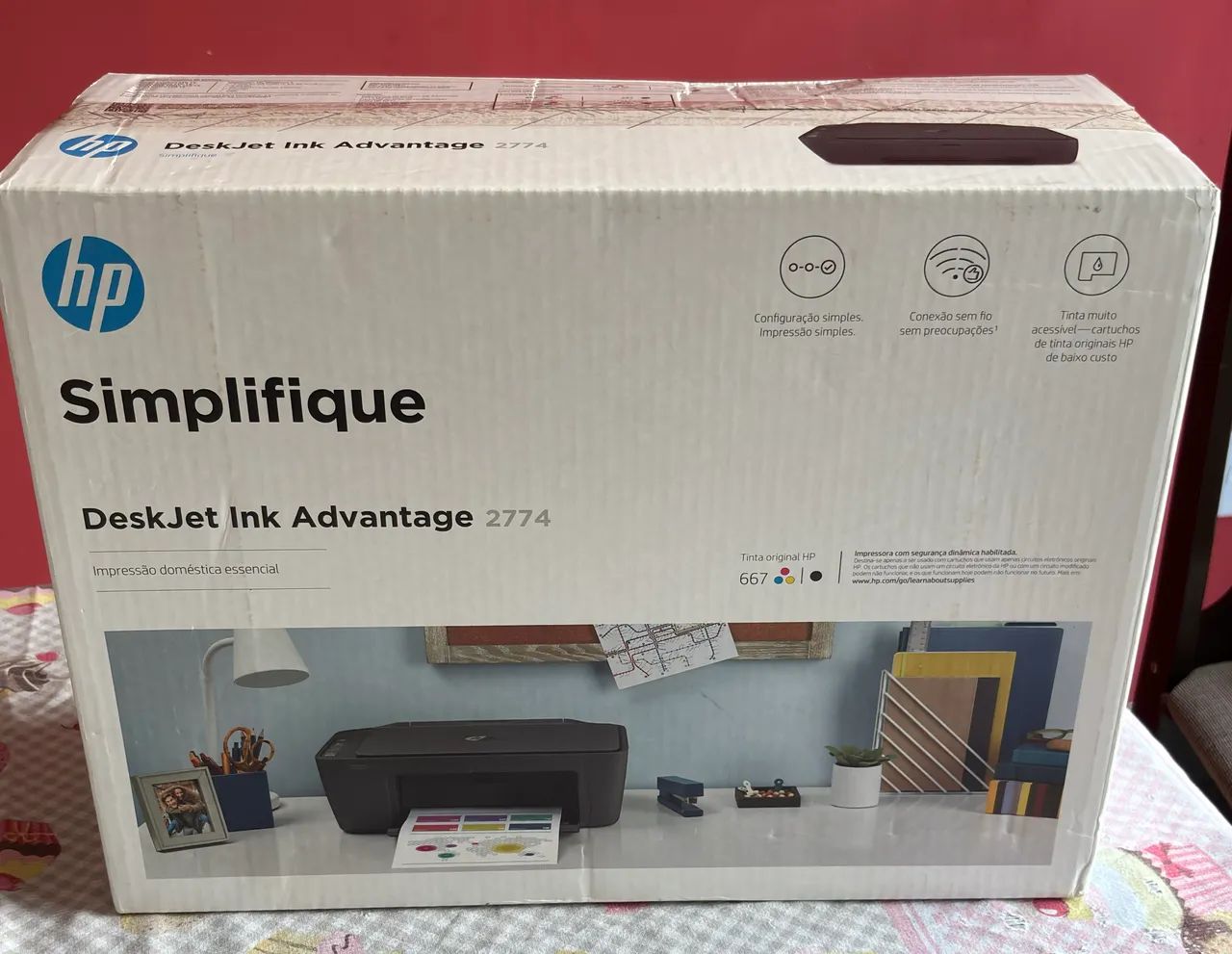 Impressora HP DeskJet 2774 Wi-Fi + 300 Folhas Sulfite - Estado Nova