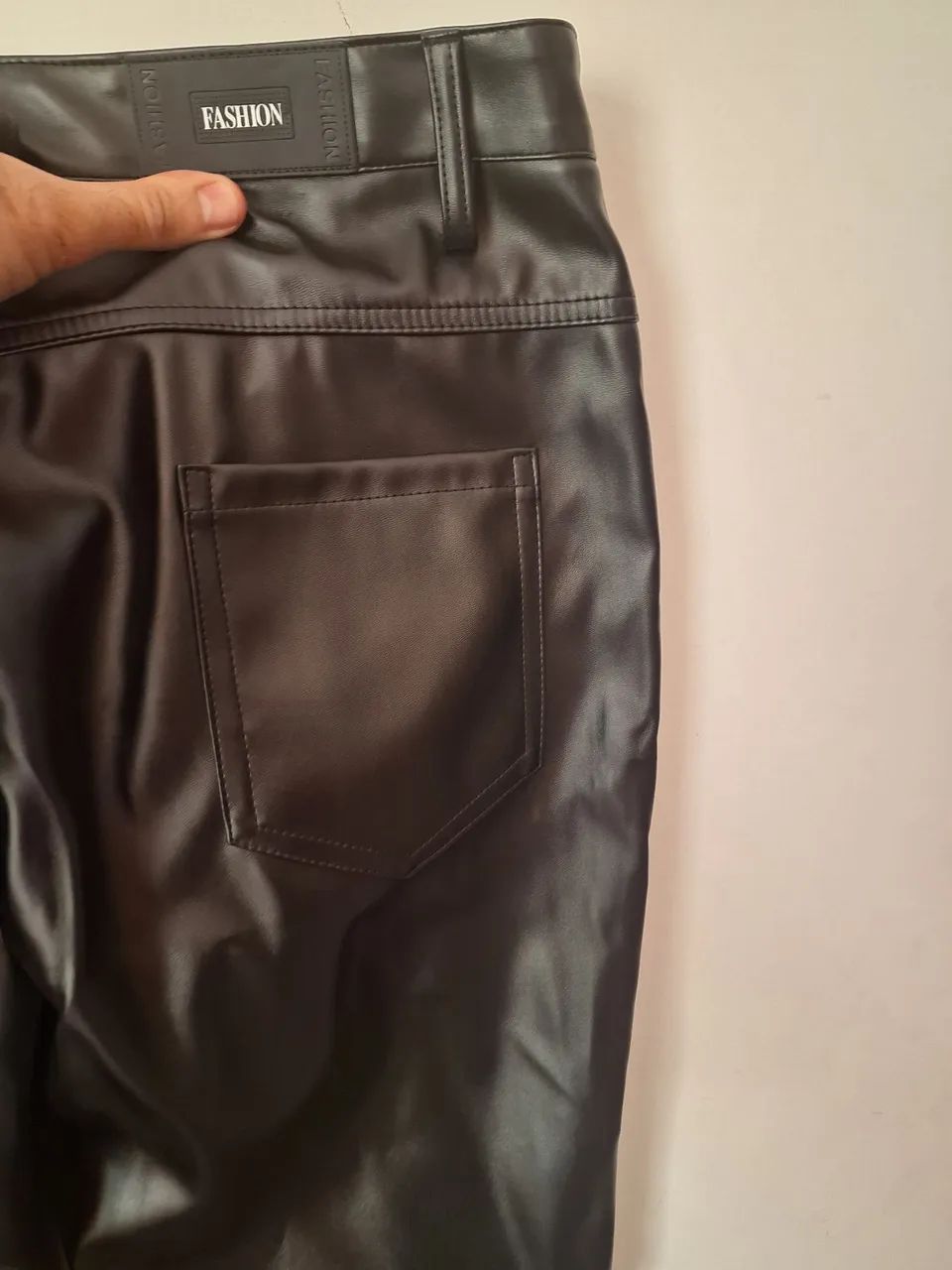 Calça masculina de couro pu - Foto 3
