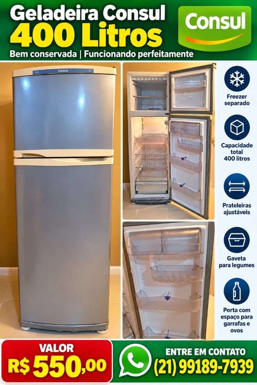 Geladeira consul 400 litros