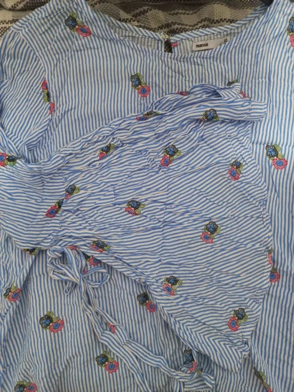 Blusa Bata Manga Evasê listrada - Foto 3