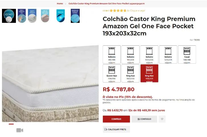 Colchão Castor King Premium Amazon Gel - Foto 4