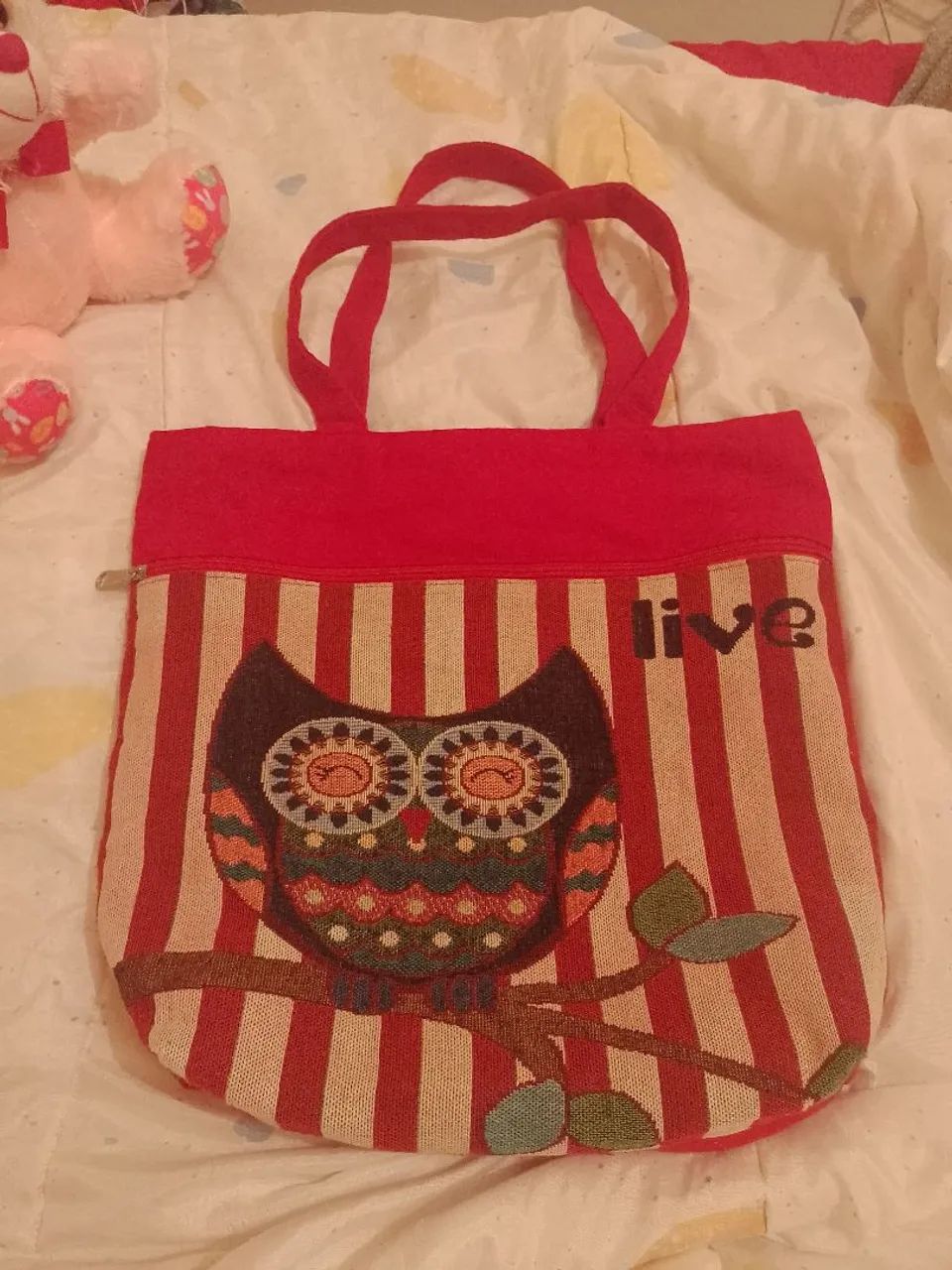 Bolsa Grande Coruja Vermelha - Foto 3