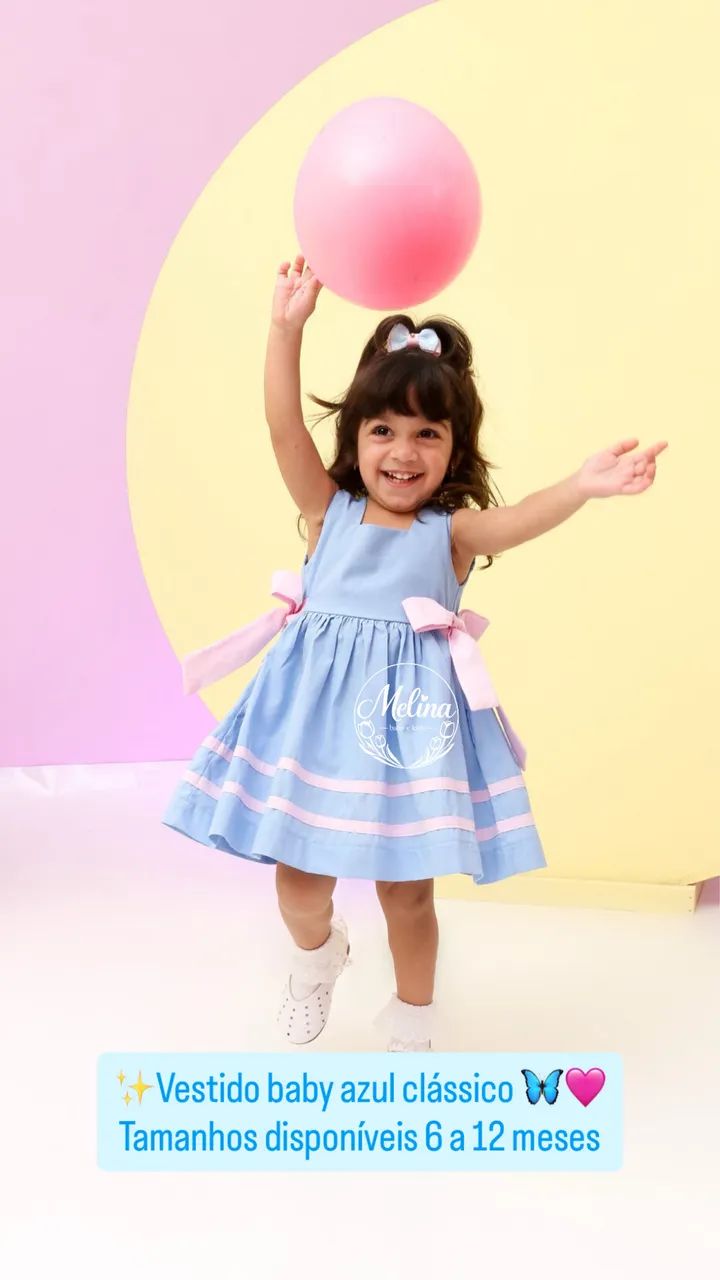 Vestido baby azul clássico 