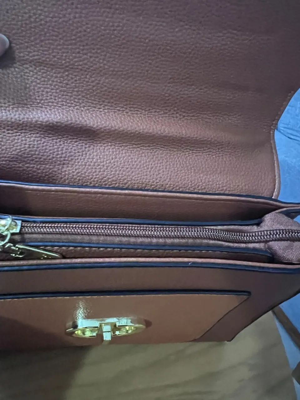 Bolsa de couro bege escuro  - Foto 3