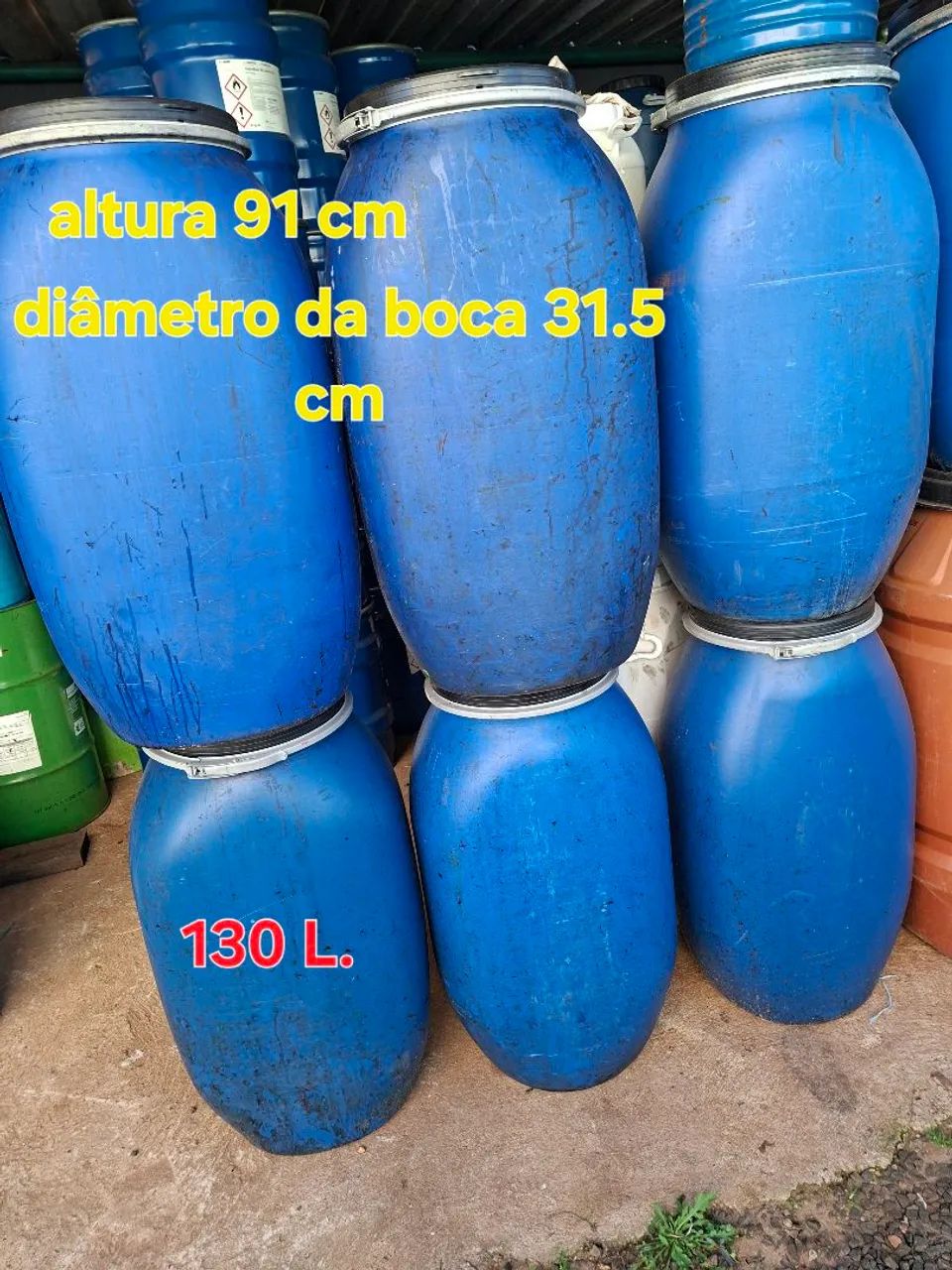 Tambor plástico 130L. Valor de cada 