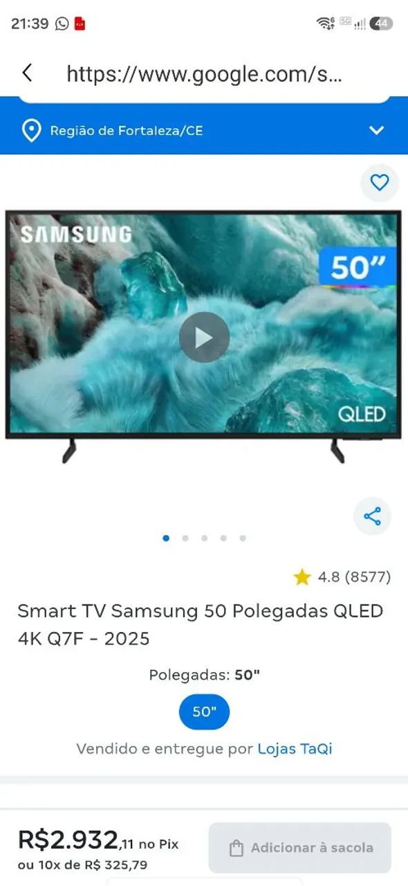 TV 50 POLEGADAS QLED SAMSUNG COM PORDAS INFINITAS E CONTOLE REMOTO COM CARREGAMENTO SOLAR - Foto 5