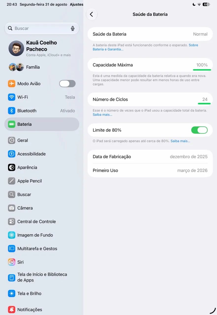 iPad Pro M5 11 polegadas 256 GB - Prateado + Apple Pencil Pro + Smart Folio - Branco - Foto 5