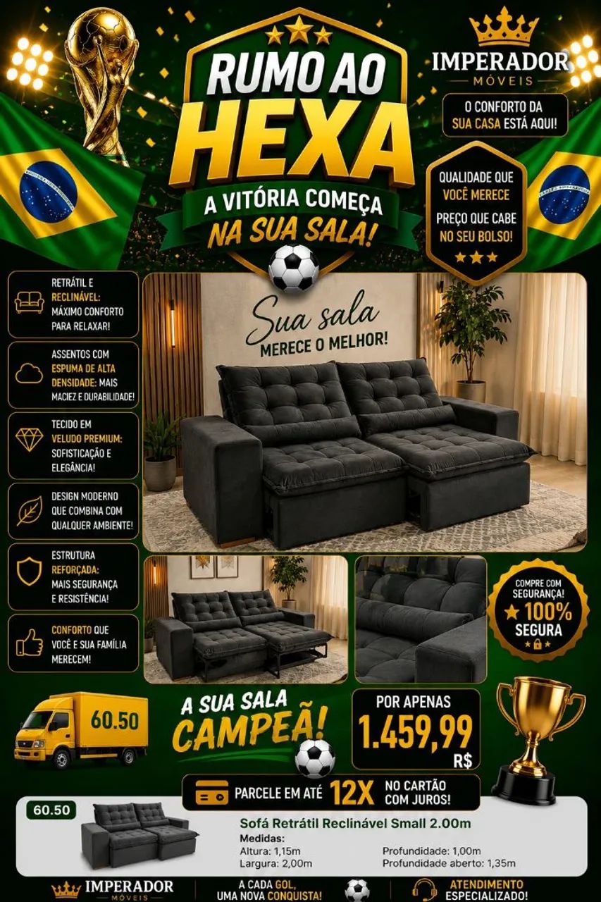 Sofá Retrátil e Reclinável Small 