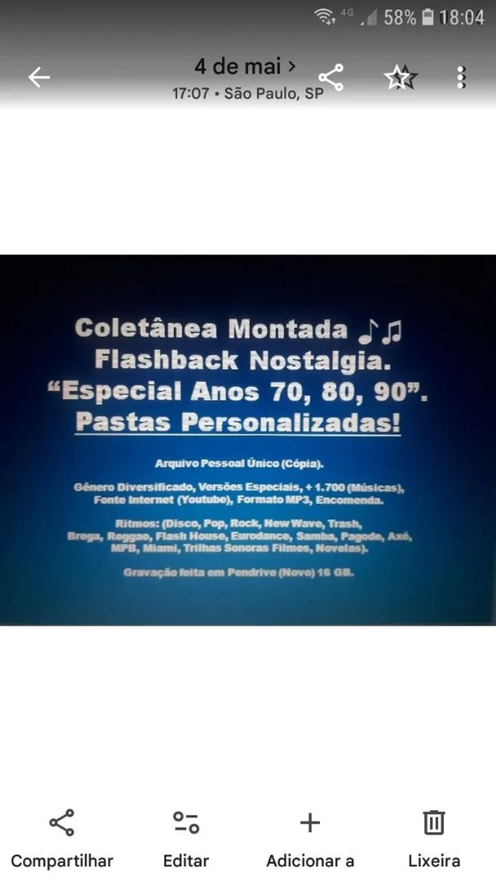 Pendrive Confeccionado Músicas 