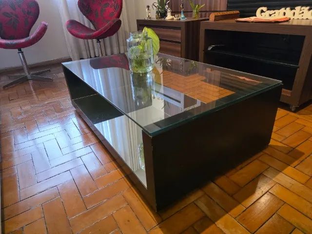 Mesa de centro de vidro e madeira - Foto 3
