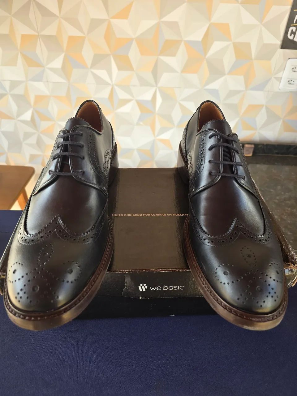 Derby Brogue Preto Solado em couro - Webasic - Foto 2