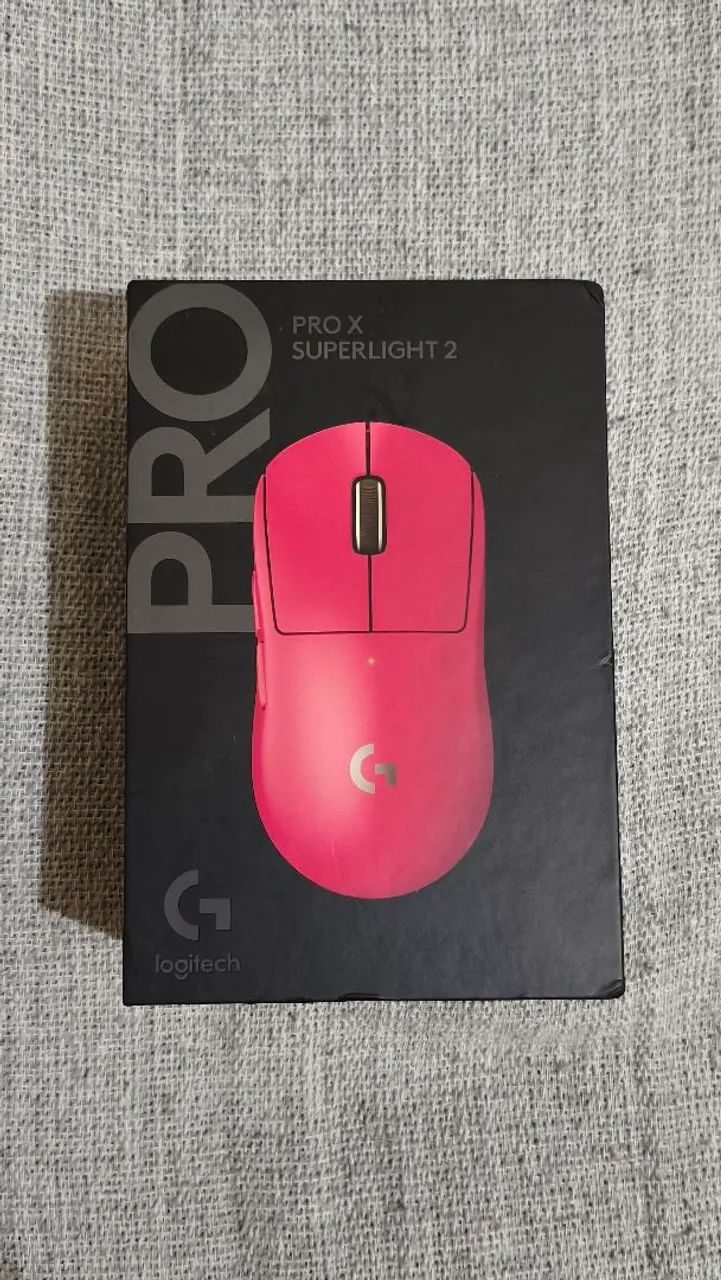 Mouse Logitech g pro x superlight 2 rosa com caixa acessórios 