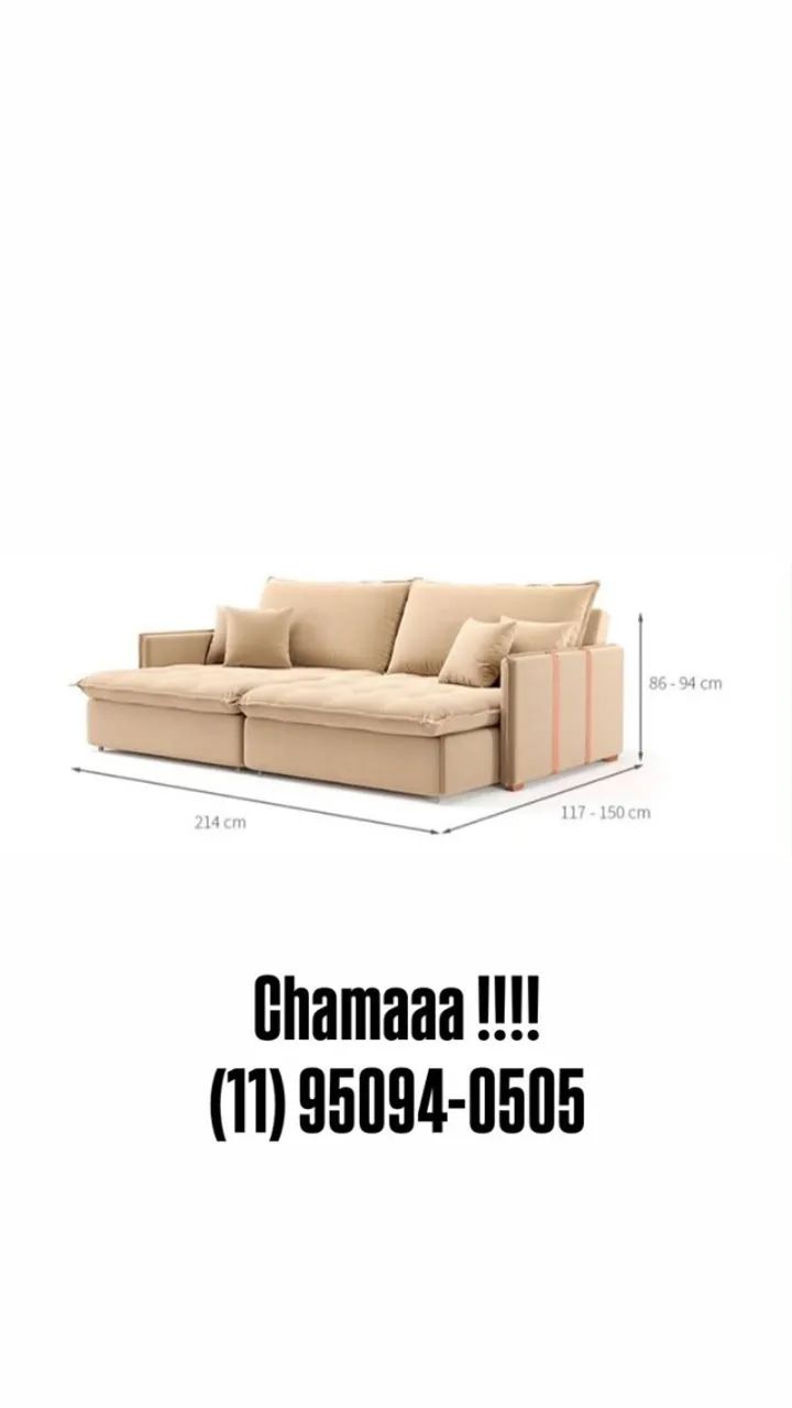 SOFÁ CAMA RETRATIL - LINHO BEGE 2,14M  - Foto 3